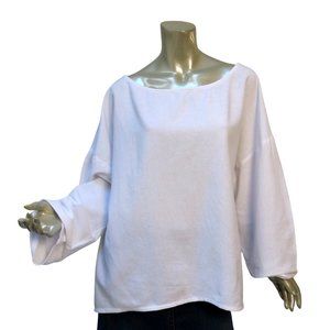 Soft Surroundings White Textured Cotton Top Lagenlook Kimono Sleeves - XL